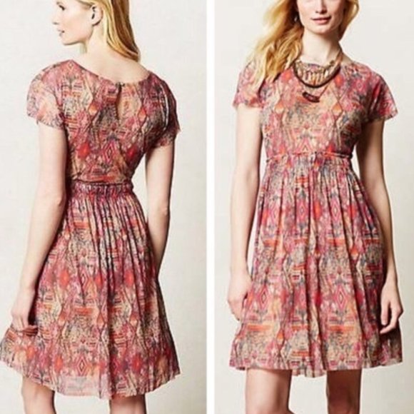Anthropologie Dresses & Skirts - Weston Anthropologie Simi tulle mesh geometric print dress Small